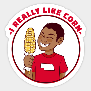 I Really Like Corn // Funny Nebraska Corn Kid Sticker